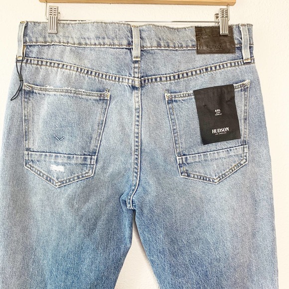 Hudson Light Wash Button Fly Blue Axl Skinny Fit Jeans 34 NWT - Picture 6 of 10